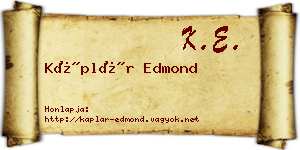 Káplár Edmond névjegykártya